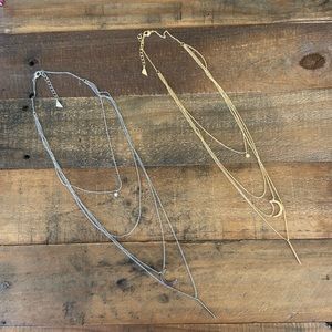 Sterling Forever NWOT Crescent and Bar Multi Layer Necklace